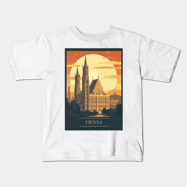 Vienna, Austria, Travel Poster Kids T-Shirt by BokeeLee